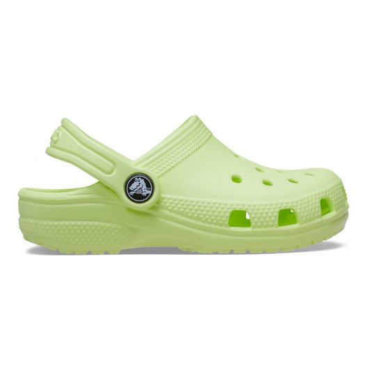 a pair of neon green shoes on a white background